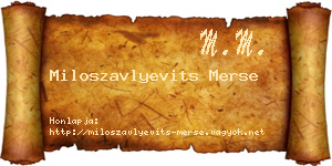 Miloszavlyevits Merse névjegykártya